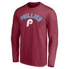 Philadelphia Phillies Personalized Cooperstown Collection Alternate Winning Streak Long Sleeve T-Shirt - Burgundy T-shirts
