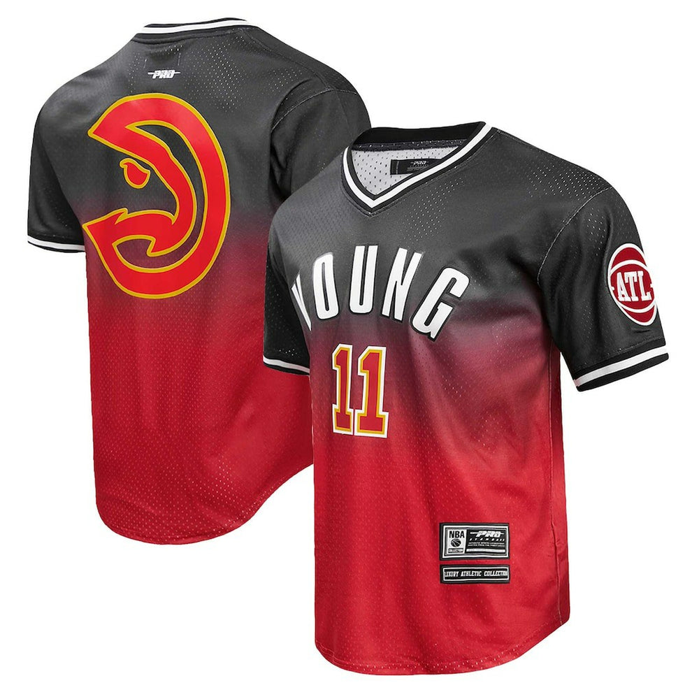 Trae Young Atlanta Hawks Post Ombre Name & Number T-Shirt Black/Red