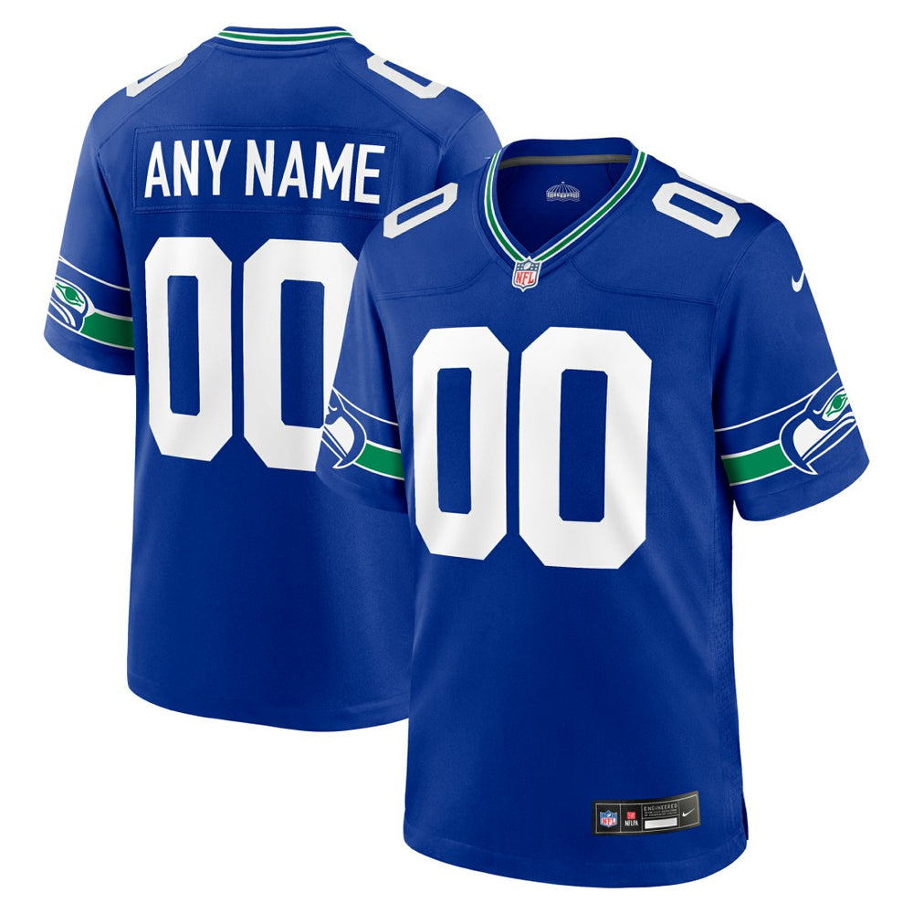 NFL Seattle Seahawks Throwback Custom Jersey - Royal