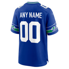 NFL Seattle Seahawks Throwback Custom Jersey - Royal
