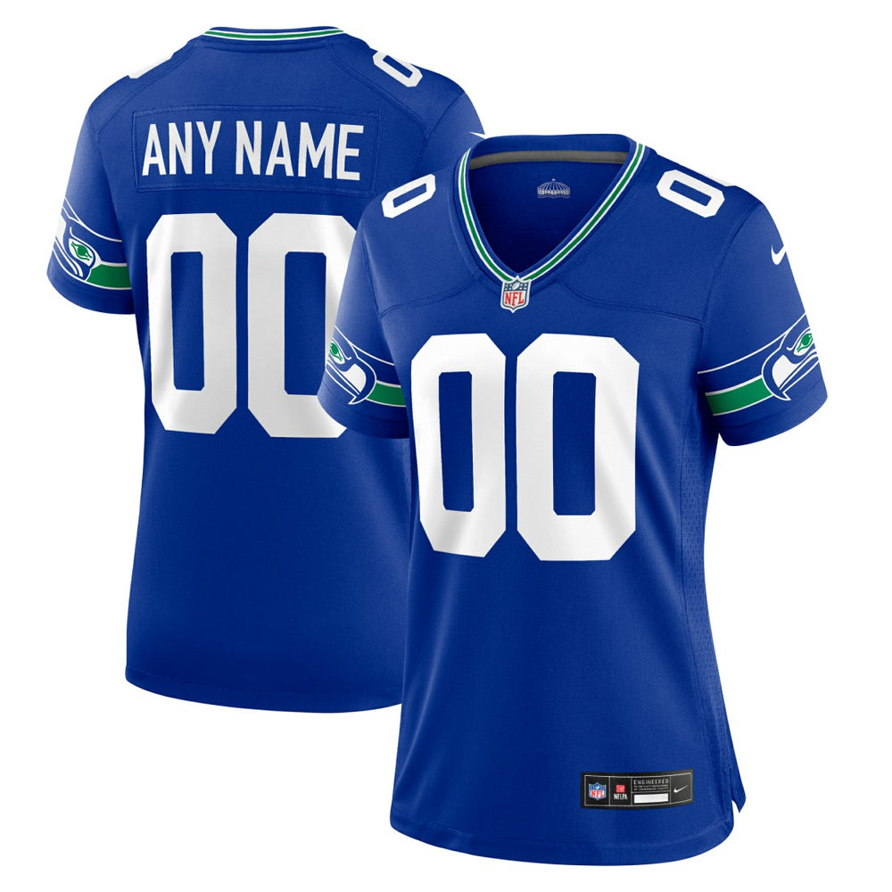 NFL Seattle Seahawks Women's Throwback Custom Jersey - Royal