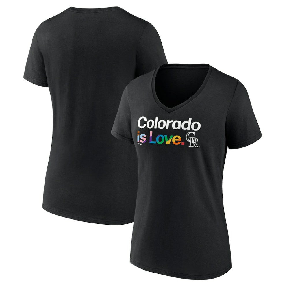 Colorado Rockies Women's City Pride V-Neck T-Shirt - Black T-shirts
