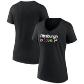 Pittsburgh Pirates Women's City Pride V-Neck T-Shirt - Black T-shirts