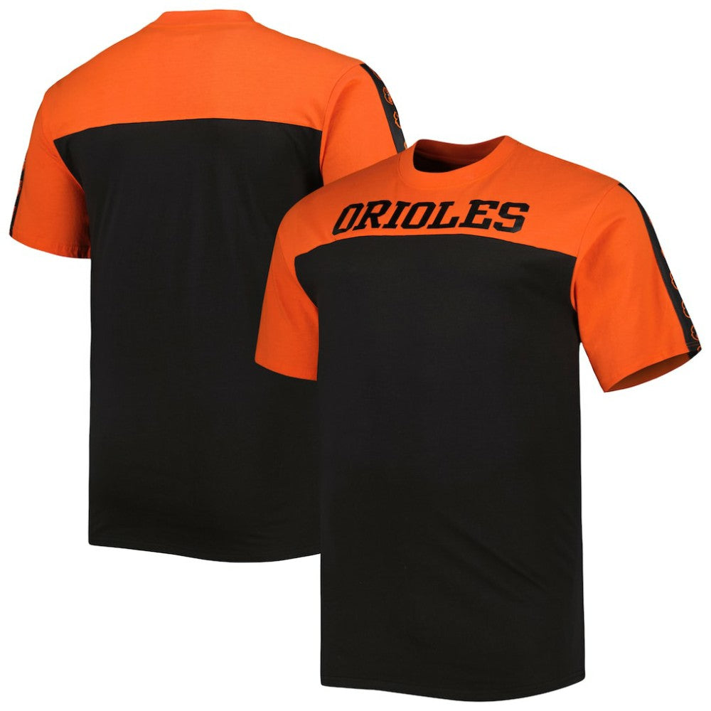 Baltimore Orioles Big & Tall Yoke Knit T-Shirt - Orange/Black T-shirts
