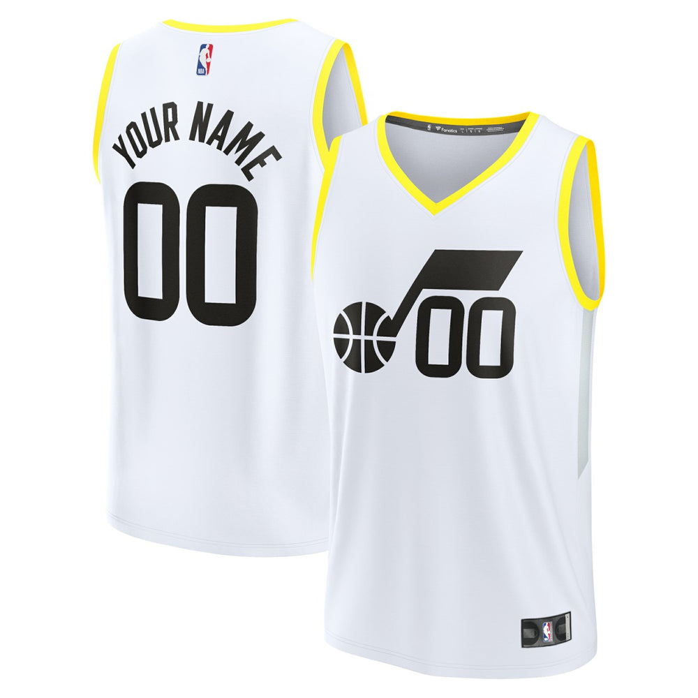 Utah Jazz Youth Fast Break Replica Custom Jersey Association Edition White