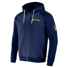 Milwaukee Brewers Darius Rucker Collection by Fanatics Raglan Full-Zip Hoodie - Navy Hoodies