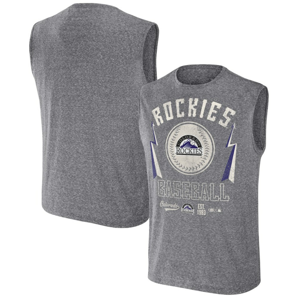 Colorado Rockies Darius Rucker Collection by Fanatics Relaxed-Fit Muscle Tank Top - Charcoal Tanks