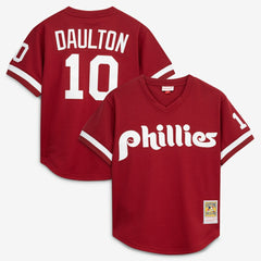 MLB Darren Daulton Philadelphia Phillies Mitchell & Ness Authentic Batting Practice Jersey - Scarlet