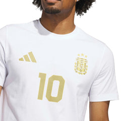 Adidas 2026 Argentina Men's Messi Name And Number Tee White