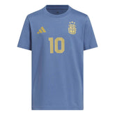 Adidas 2026 Argentina Youth Messi Name And Number Tee Crew Blue