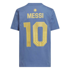 Adidas 2026 Argentina Youth Messi Name And Number Tee Crew Blue