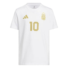 Adidas 2026 Argentina Youth Messi Name And Number Tee White