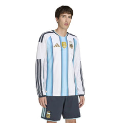 Adidas 2026 Argentina Men's Authentic Home Long-Sleeve Soccer Jersey White / Icey Blue / Light Blue
