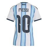 Adidas 2026 Argentina Women's Stadium Home Messi #10 Soccer Jersey White / Icey Blue / Light Blue