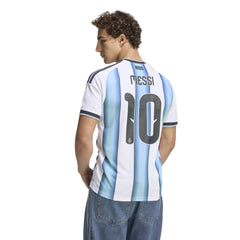 Adidas 2026 Argentina Men's Stadium Home Messi #10 Soccer Jersey White / Icey Blue / Light Blue