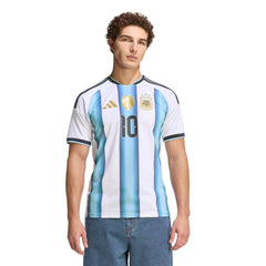 Adidas 2026 Argentina Men's Stadium Home Messi #10 Soccer Jersey White / Icey Blue / Light Blue
