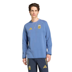 Adidas 2026 Argentina Men's Tiro Travel Crewneck Sweatshirt Crew Blue