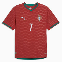 Puma 2026 Portugal Men's Authentic Home Ronaldo #7 Soccer Jersey Club Red-Green Lagoon