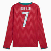 Puma 2026 Portugal Men's Stadium Home Ronaldo #7 Long-Sleeve Soccer Je Club Red-Green Lagoon