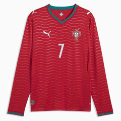 Puma 2026 Portugal Men's Stadium Home Ronaldo #7 Long-Sleeve Soccer Je Club Red-Green Lagoon