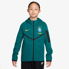 Nike 2026-27 Brazil Youth Full-Zip Tech Fleece Hoodie Geode Teal/Midwest Gold