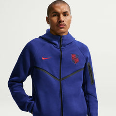Nike 2026-27 USMNT Men's Full-Zip Tech Fleece Hoodie Deep Royal Blue/Challenge Red