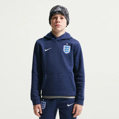Nike 2026-27 England Youth Club Pullover Hoodie Midnight Navy/White