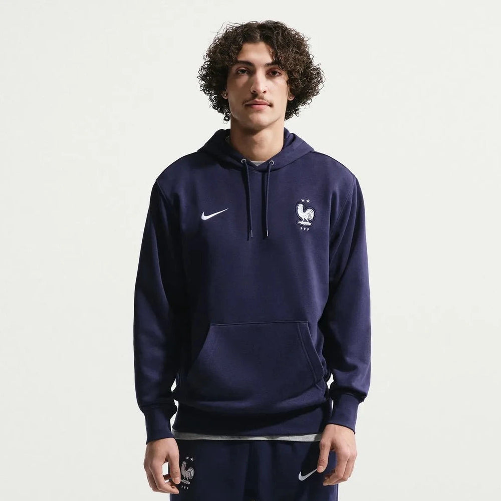 Nike 2026-27 France Men's Club French Terry Pullover Hoodie Blackened Blue/White