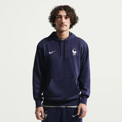 Nike 2026-27 France Men's Club French Terry Pullover Hoodie Blackened Blue/White