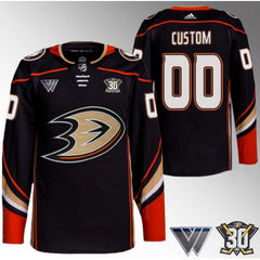 Men's Anaheim Ducks Custom Black 30th Anniversary Stitched Jersey