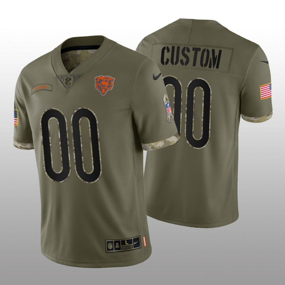 Men's Chicago Bears ACTIVE PLAYER Custom Olive 2022 Salute To Service Limited Stitched Jersey