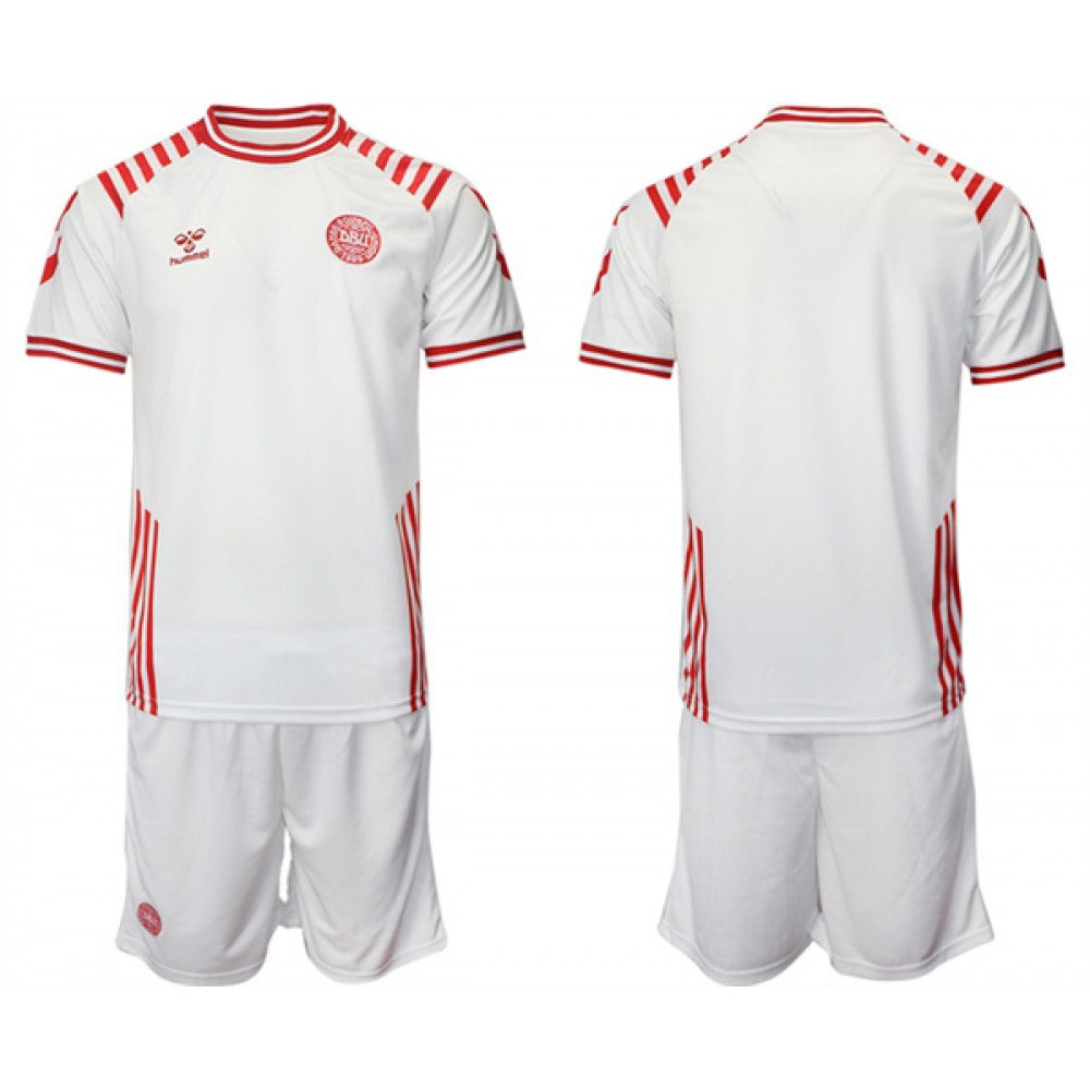 Men's Denmark Custom White 2022 FIFA World Cup Away Soccer Jersey Suit