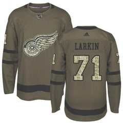 Men's Detroit Red Wings Custom Olive Salute To Service Stitched Jersey