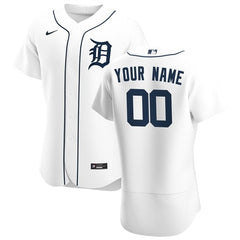 Men's Detroit Tigers White Customized Stitched MLB Jersey