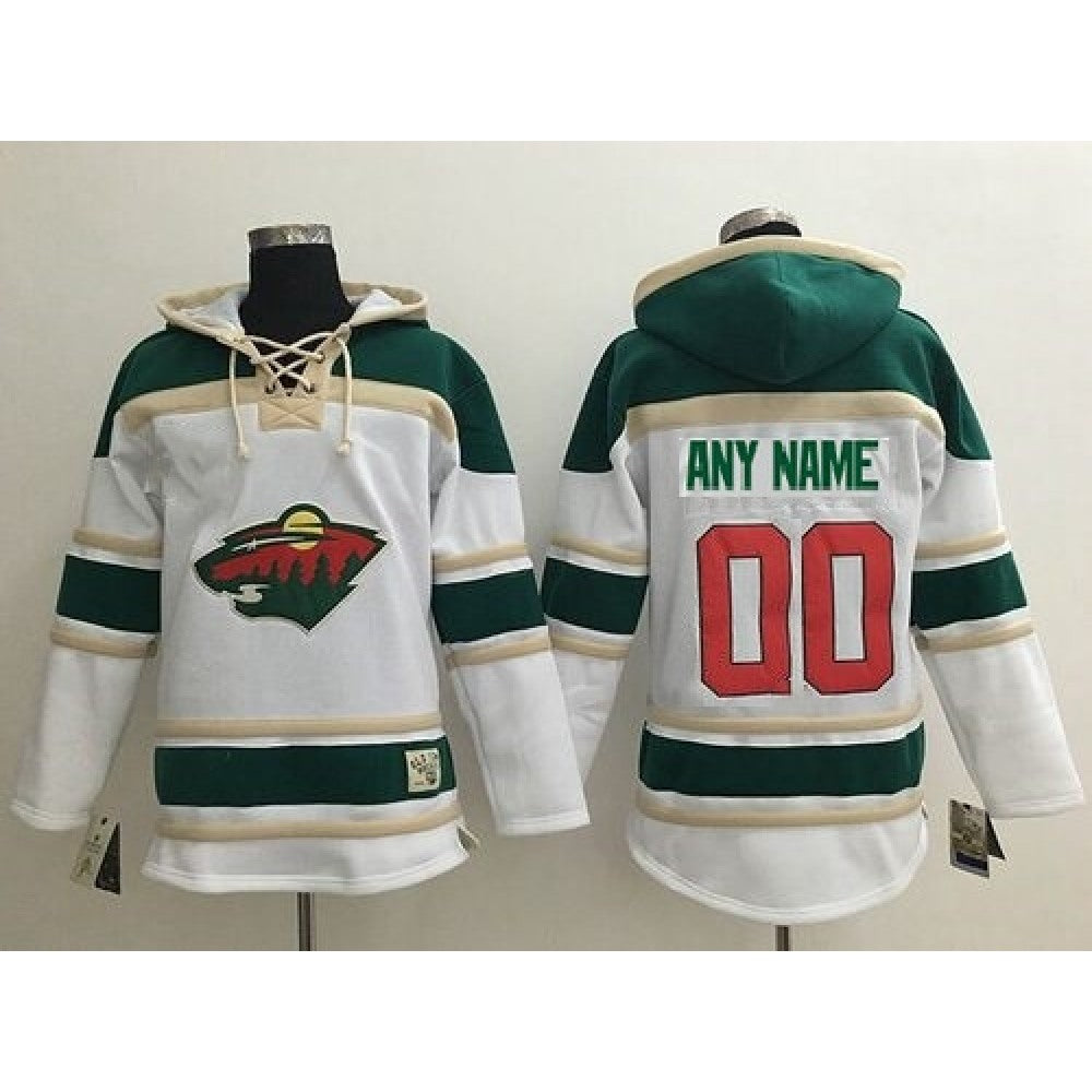 Men's Minnesota Wild White Stitched NHL Custom Hoodie
