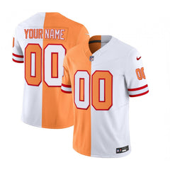 Men's Tampa Bay Buccaneers Active Player Custom 2023 F.U.S.E.White/Orange Split Throwback Limited Stitched Jersey