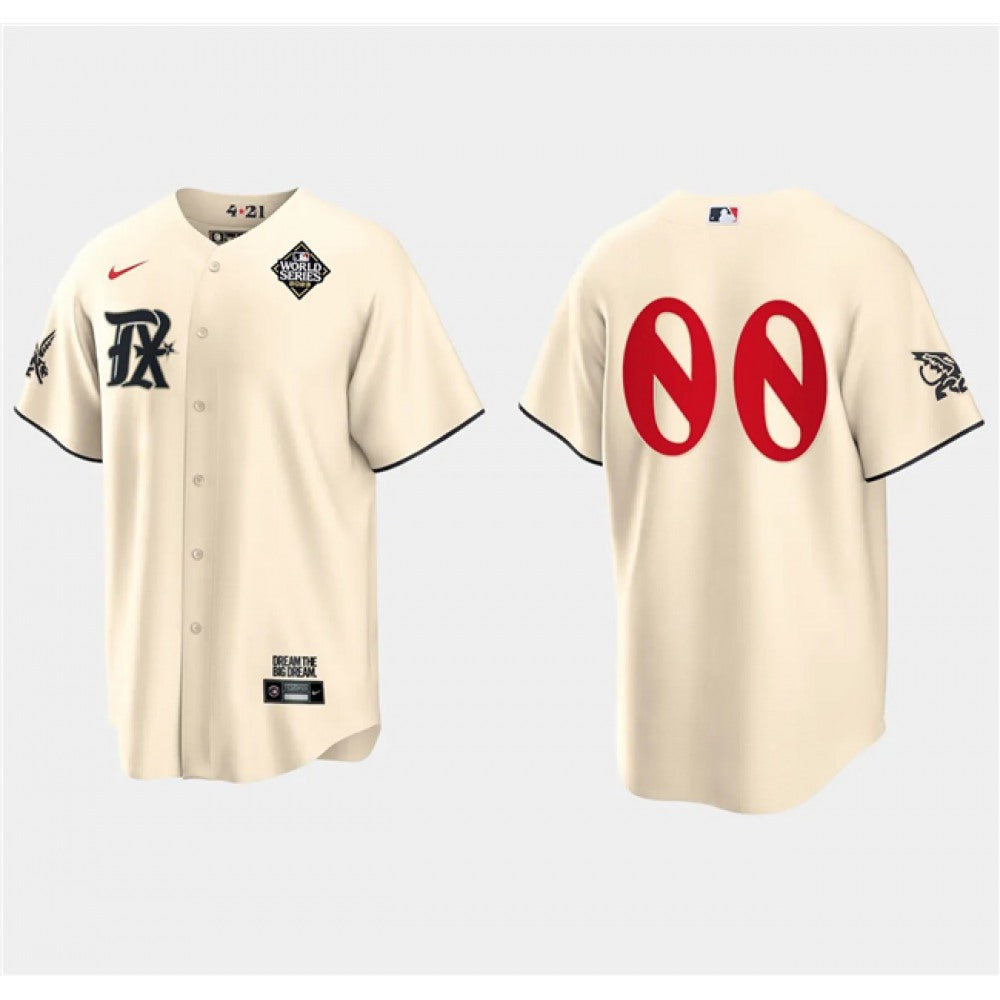 Men's Texas Rangers Customized Cream 2023 World Series City Connect Cool Base Stitched Jersey