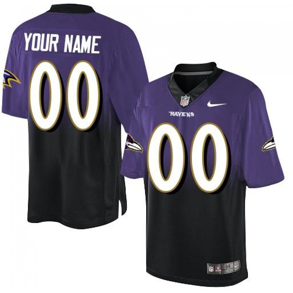 Baltimore Ravens Customized Purple/Black Men's Stitched Elite Fadeaway Fashion NFL Jersey