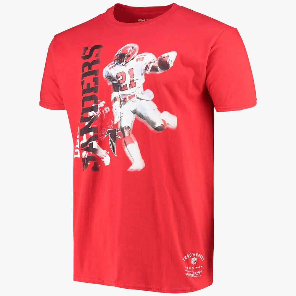 Atlanta Falcons Stencil Font Player Tee Deion Sanders Mens