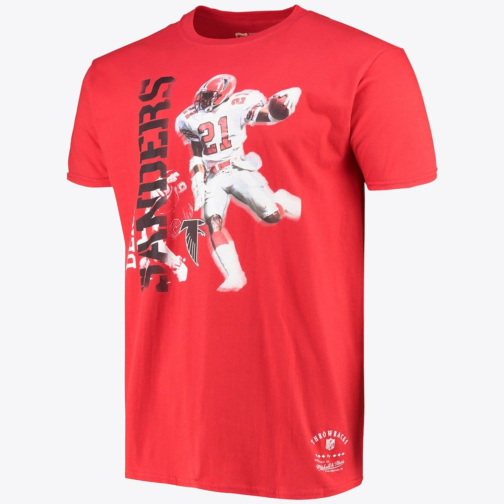 Atlanta Falcons Stencil Font Player Tee Deion Sanders Mens