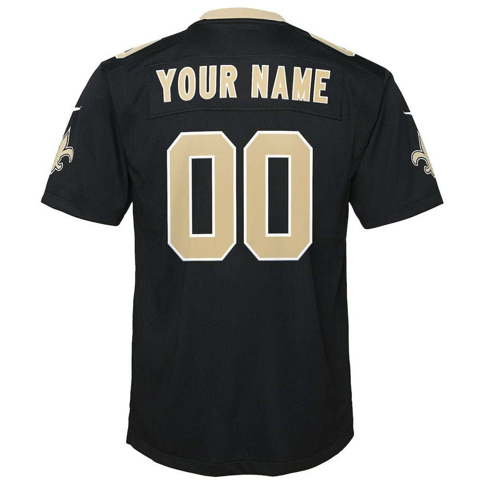 New Orleans Saints Youth Custom Game Jersey Black