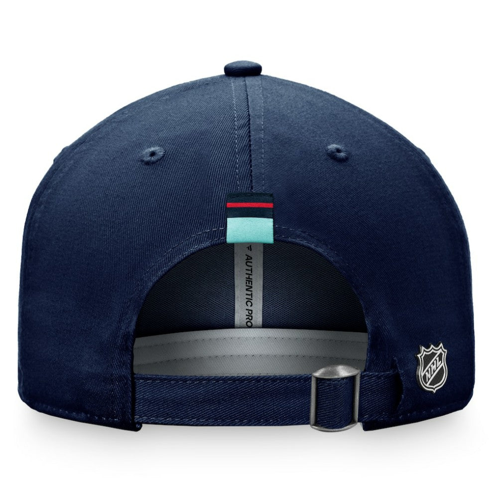 NHL Seattle Kraken Fanatics Women's Authentic Pro Rink Adjustable Hat - Deep Sea Blue