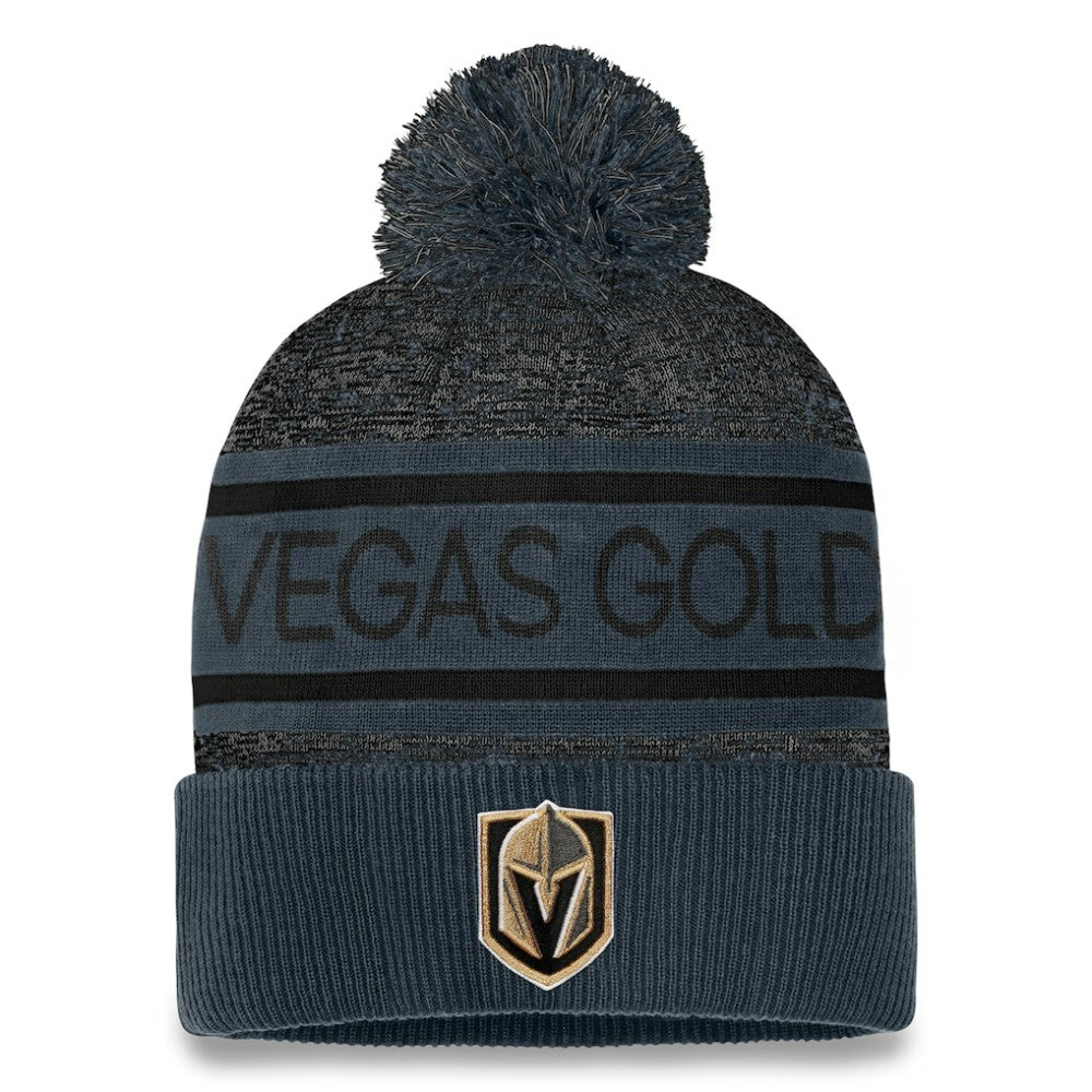 NHL Vegas Golden Knights Fanatics Authentic Pro Cuffed Knit Hat with Pom - Gray