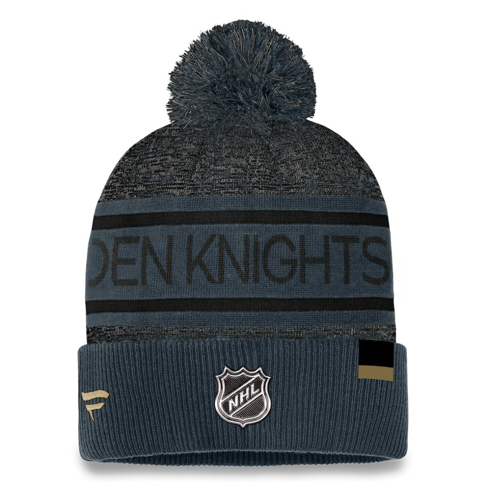 NHL Vegas Golden Knights Fanatics Authentic Pro Cuffed Knit Hat with Pom - Gray