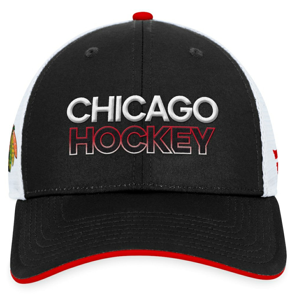 NHL Chicago Blackhawks Fanatics Authentic Pro Rink Trucker Adjustable Hat - Black