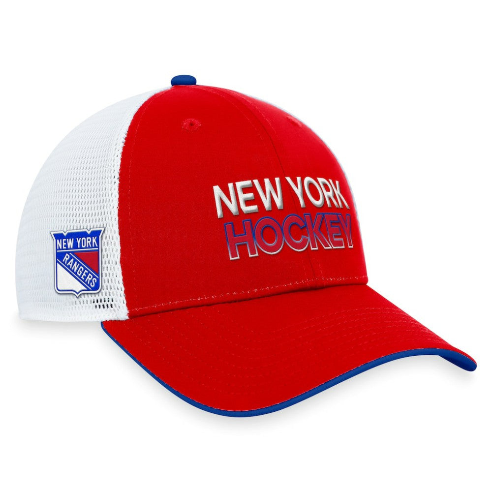 NHL New York Rangers Fanatics Authentic Pro Rink Trucker Adjustable Hat - Red