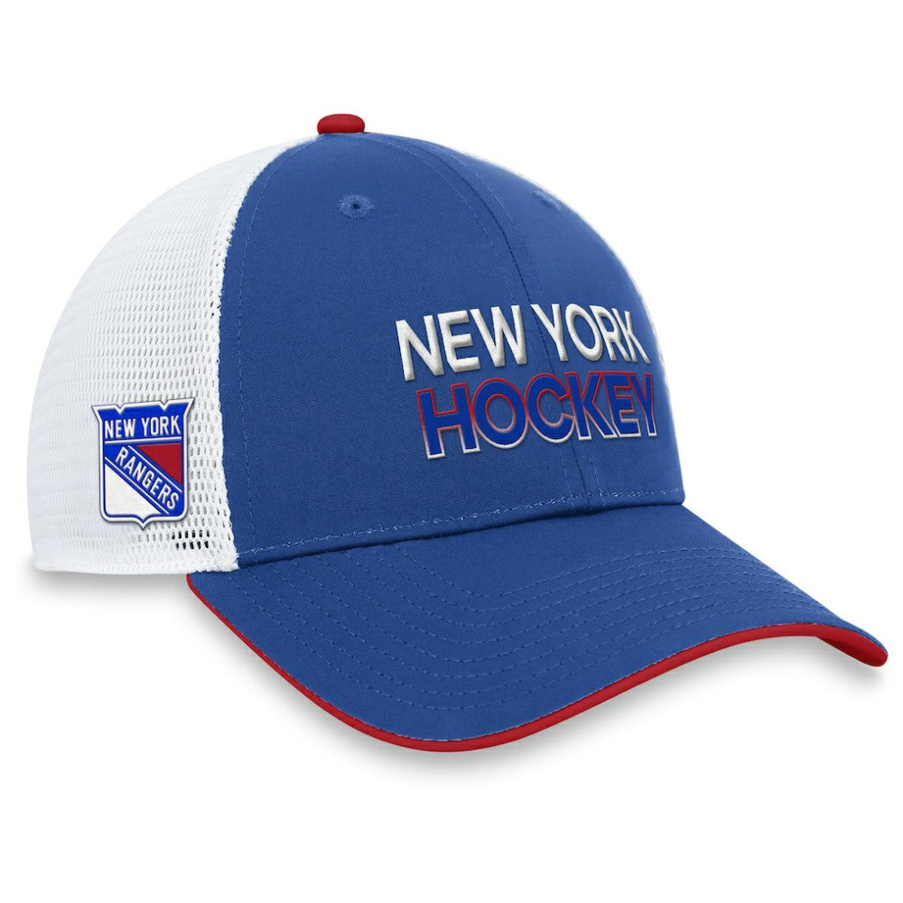 NHL New York Rangers Fanatics Authentic Pro Rink Trucker Adjustable Hat - Blue