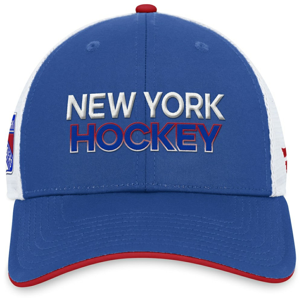 NHL New York Rangers Fanatics Authentic Pro Rink Trucker Adjustable Hat - Blue