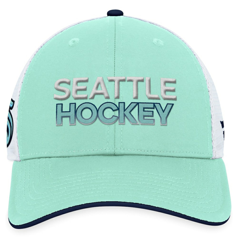NHL Seattle Kraken Fanatics Authentic Pro Rink Trucker Adjustable Hat - Light Blue