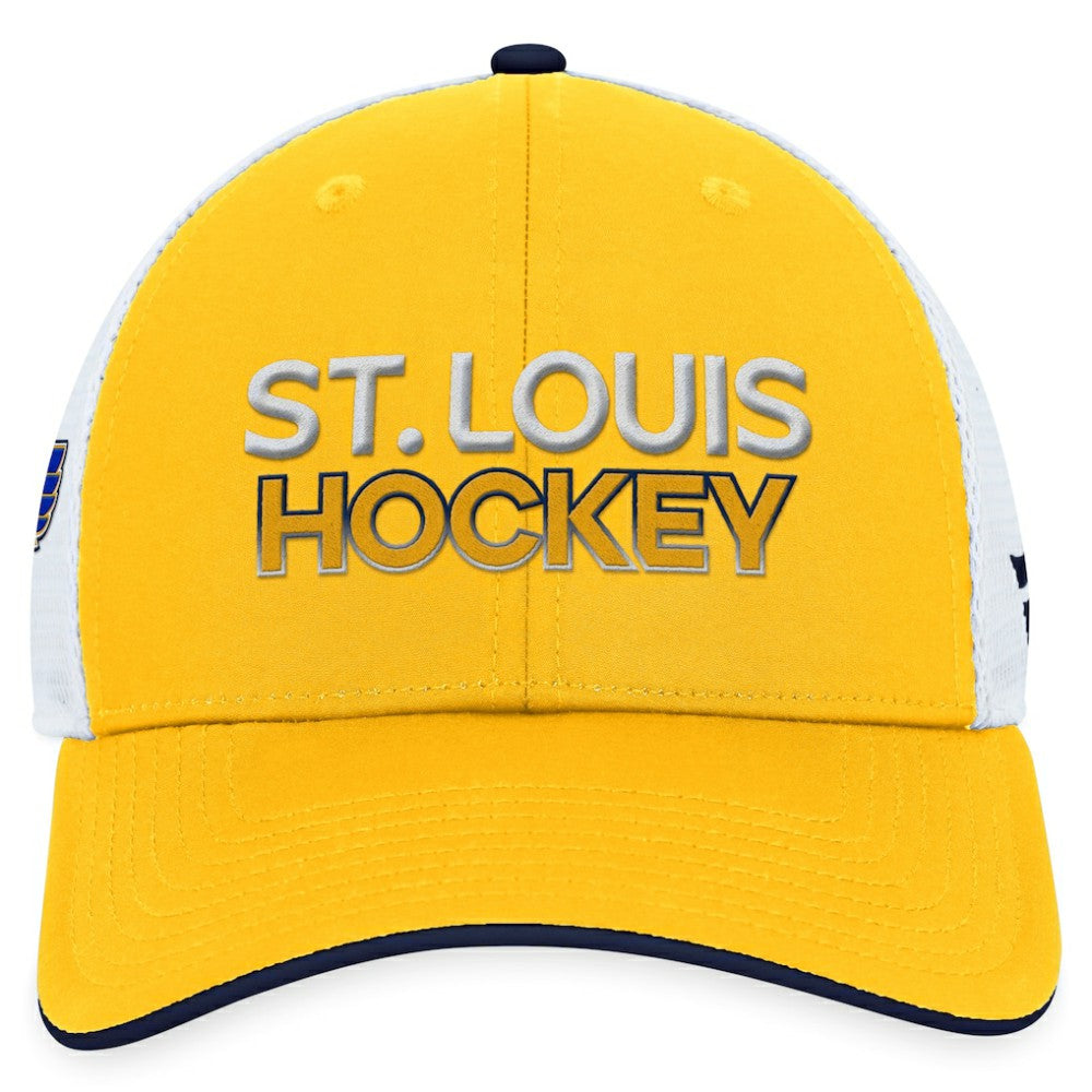 NHL St. Louis Blues Fanatics Authentic Pro Rink Trucker Adjustable Hat - Gold